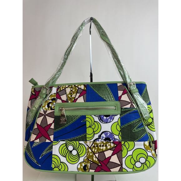 NEW Fricaine Purse Alluring Smile Shoulder Bag Patchwork Handbag Green Unique - Picture 8 of 8